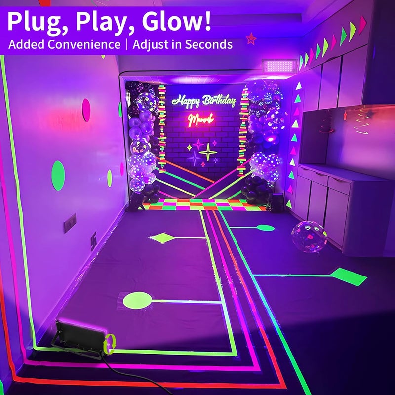 YAYIT أضواء سوداء 50 واط مع مفتاح + قابس، مقاومة للماء IP66، ضوء فلاش LED أسود لحفلة توهج، هالوين، غرفة نوم، ملصق فلوريسنت، طلاء جسم، عبوة من 2 - Image 5